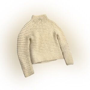 Gap Cream Wool Angora Blend Chunky Knit Mock Neck Sweater Size M